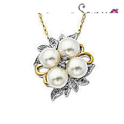 2013年外贸热销珍珠项链 蝴蝶形状锆石珍珠吊坠的优雅绽放